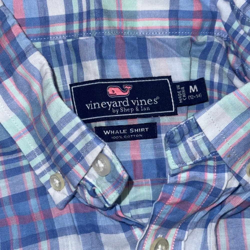 Vineyard Vines Shirt Bundle Boys M 12-14 Plaid Button Down Pocket Tee Preppy - Picture 5 of 8